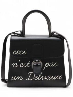 Delvaux Lumore MM Leather Two-Handbag Black x White